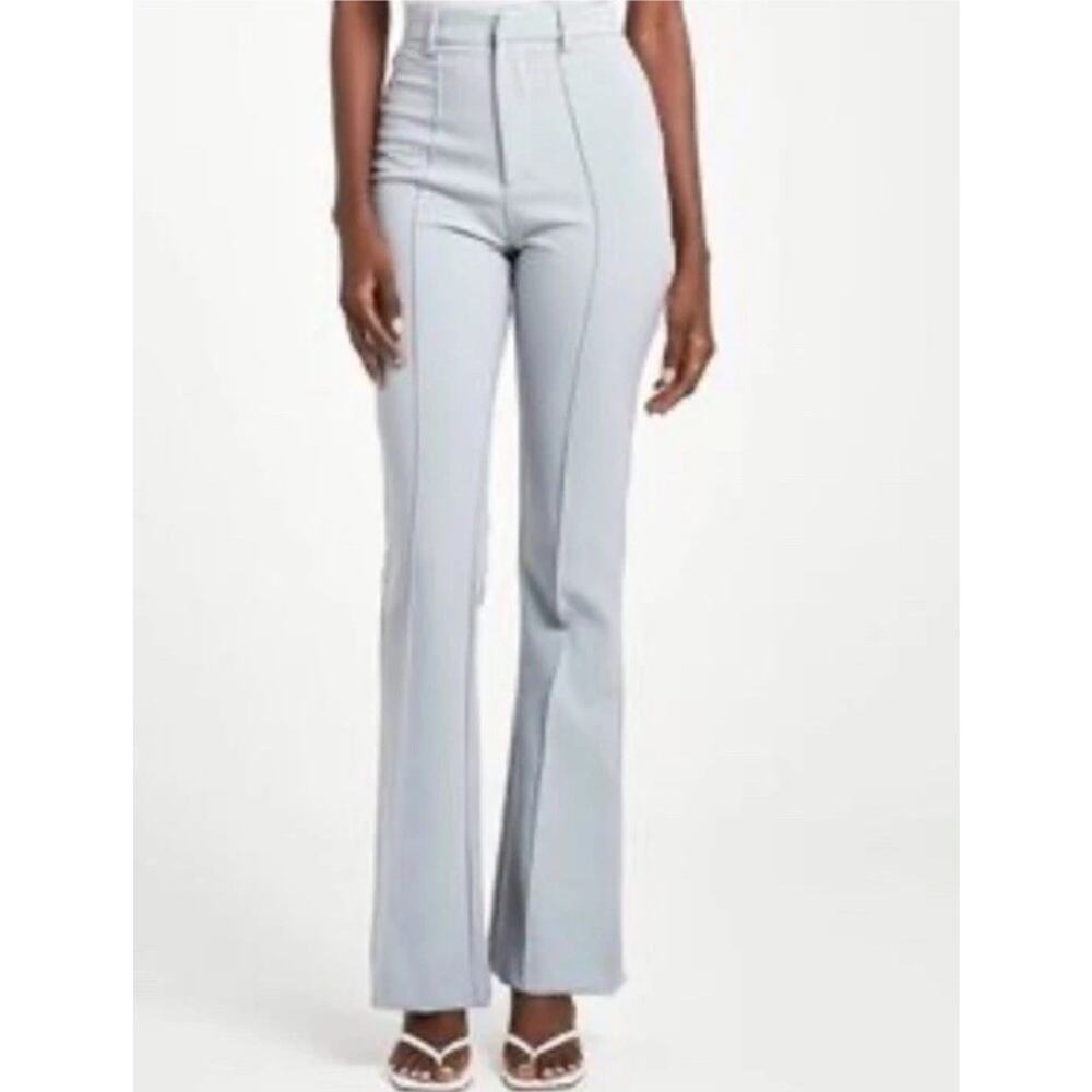 BOA Because of Alice Women L Blue Wide Leg Suit Trouser High Rise Stretch NWT *